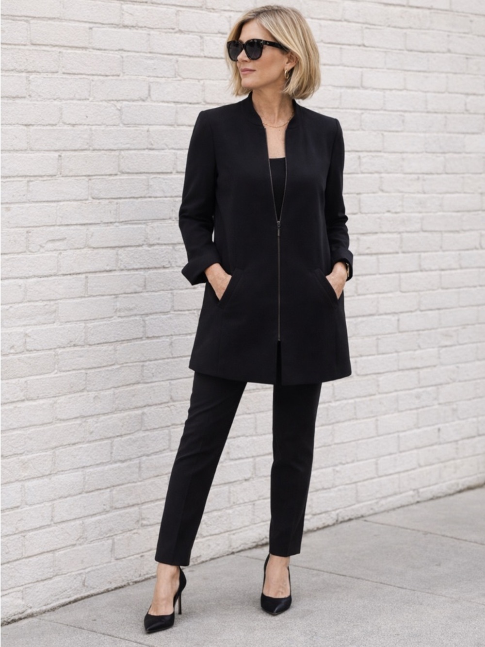 Louben Women’s Long Blazer Coat with Zip-Front US 8P EUC